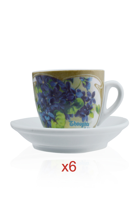 Tazze cappuccino con piattino viole